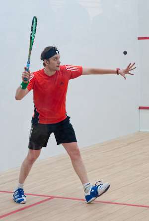 Willstrop serving against Eddie in the second game